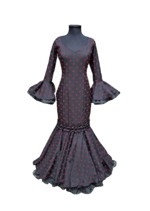 Flamenco Dresses on Offer. Mod. Iris Negro Lunar Rojo. Size 40