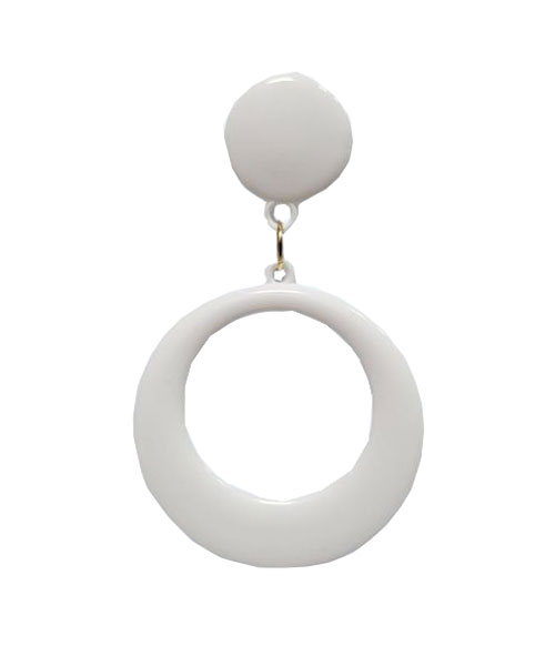 Classic Flamenco Style Plastic Hoop Earrings. White