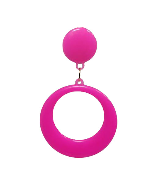 Flamenco Style Plastic Hoop Earrings. Fuchsia