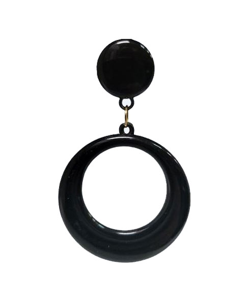 Plastic Flamingo Hoop Earrings. Black