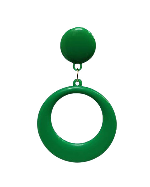 Flamenco Plastic Hoop Earrings. Green