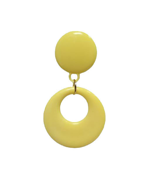 Flamenco Earrings for Girl with Plastic Ring and Clip. Yellow