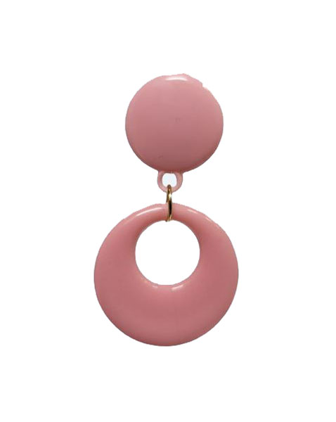 Girl's Plastic Earrings with Clip. Pink