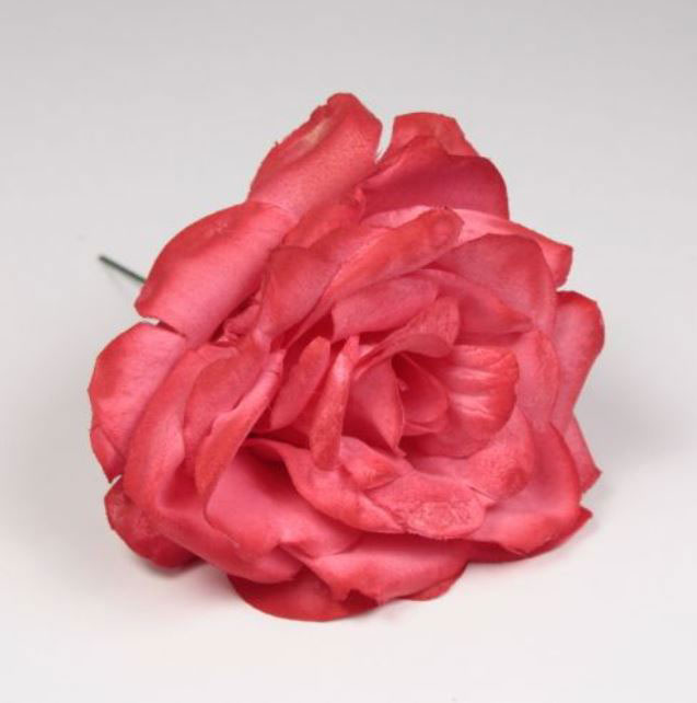 Rose de Tolède. Fleur de Flamenco Rouge Corail. 13cm