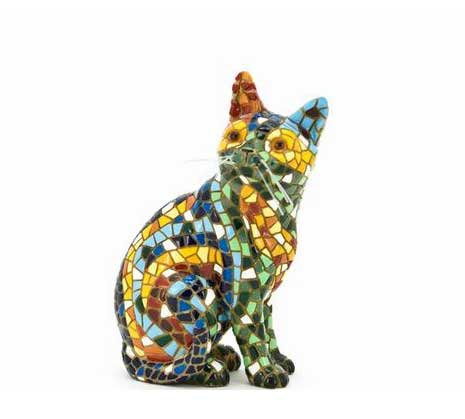 Chat Mosaïque Gaudi. 10cm