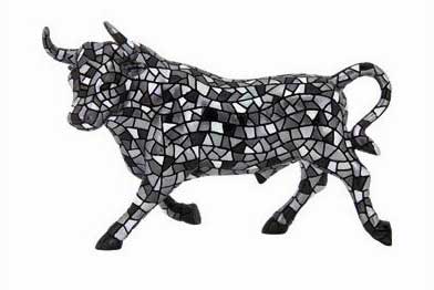 Resin Bull in Silver. Barcino 36cm