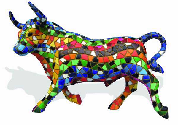 Taureau Mosaïque Multicolore. Barcino 36cm.