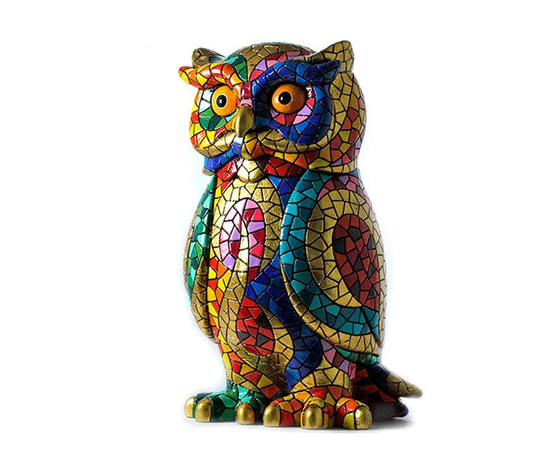 Hibou Mosaïque Carnival Barcino. 18cm