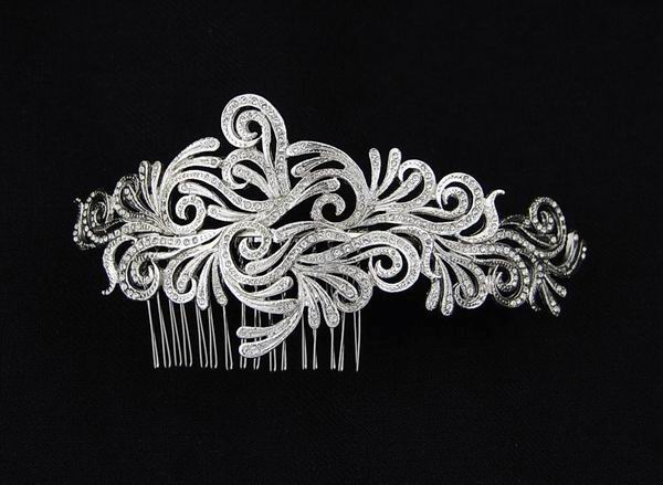 Rhodium Bridal Hair Comb with Swarovski Crystals ref. 62715