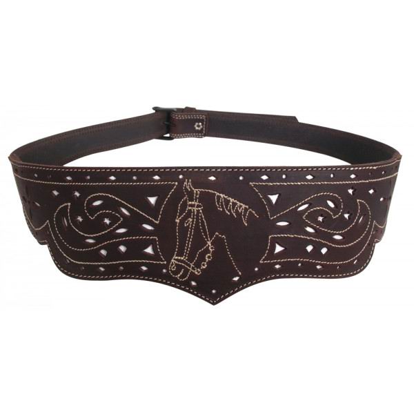 Ceinture campero avec motif en tête de cheval et finition en couture blanche