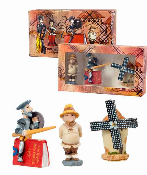 Set 3 Imanes de Don Quijote de la Mancha, Sancho Panza y Un Molino