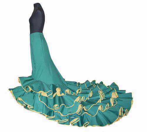 Robe à traîne flamenco Bata de Cola 5 volants avec doublure