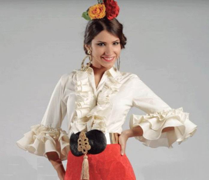 Blusa Flamenca Marfil Modelo Jaen FlamencoExport