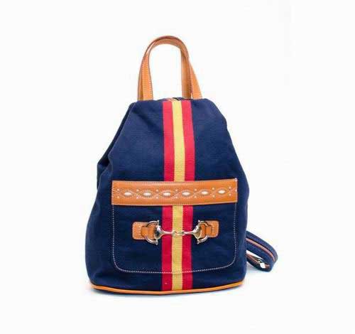 Sac à Dos en Toile Bleu avec Drapeau Espagnol et Étrier