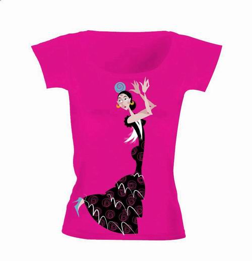 Camisetas en Fuxia con Diseño de una Bailaora Flamenca