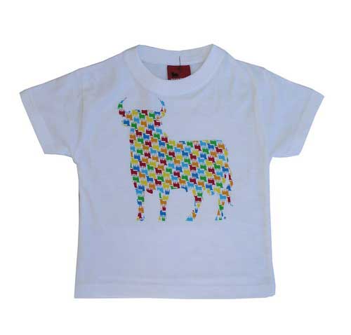 Camisetas para niños. Toros de Osborne en colores. Blanca