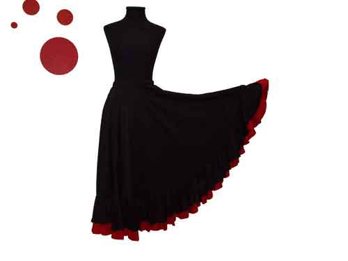 Falda para baile flamenco doble volante para niñas y adultos