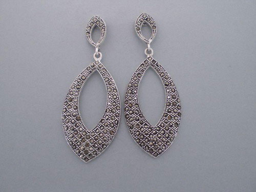 Silver And Marcasites Ogival Earrings