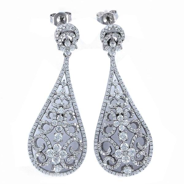 Silver and Micro Pavé Zircon Earrings