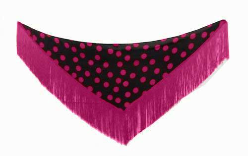 Small Black Shawl with Fuchsia Polka Dots