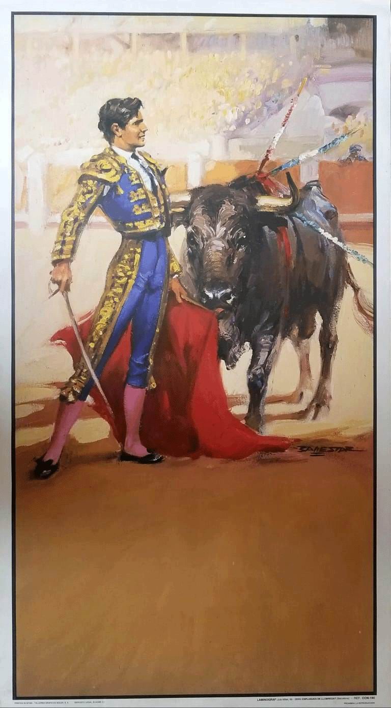 Carteles taurinos con escenas de toros - Ref. 190