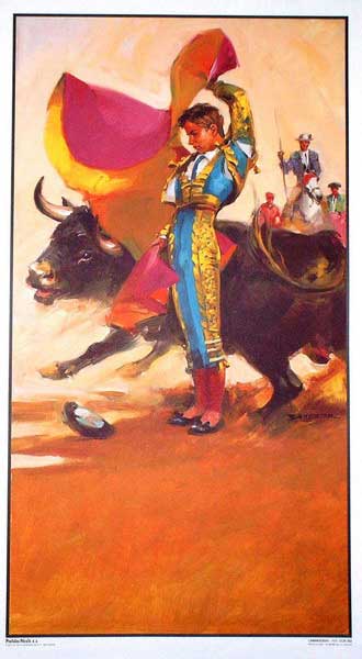 Carteles taurinos con escenas de toros - Ref. 202B