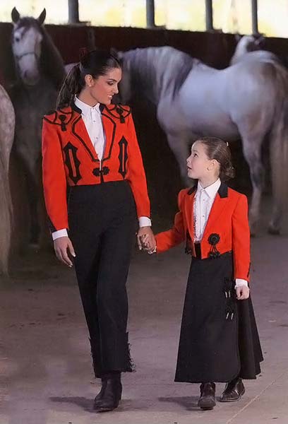 Red Paseo Jacket and Black Cordobesa Skirt for little girls