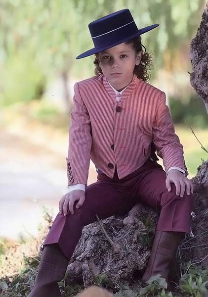 Burgundy Pinestripe Lycra Campero Suit for Kids