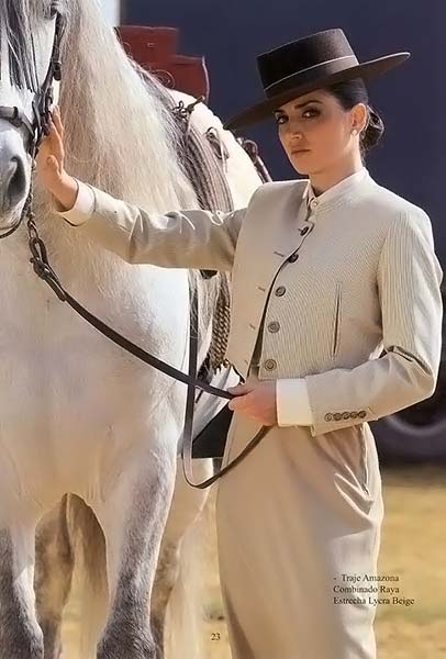 Beige Pinstripe Lycra Riding Suit