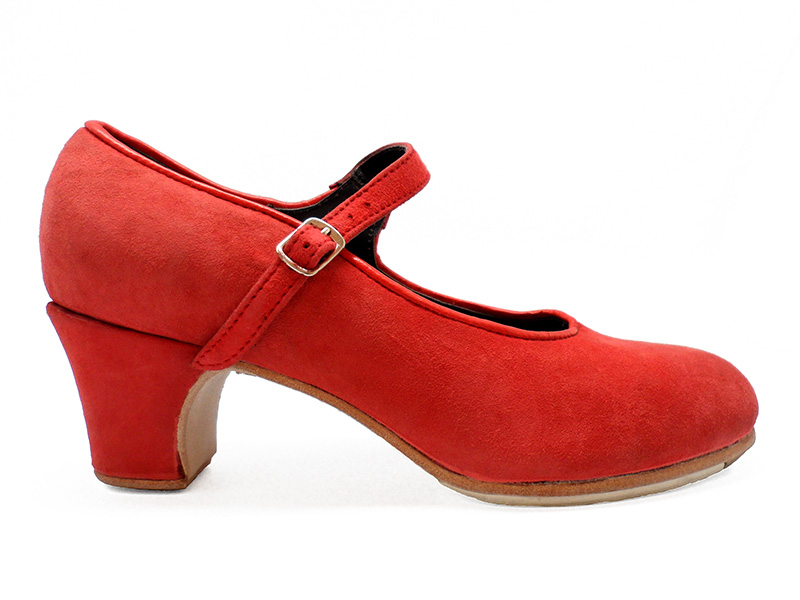 Red Suede Semi-Professional Flamenco Shoes Mercedes. Flamencoexport